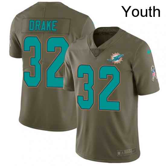 Youth Nike Miami Dolphins 32 Kenyan Drake Limited Olive 2017 Salute to Service NFL Jersey